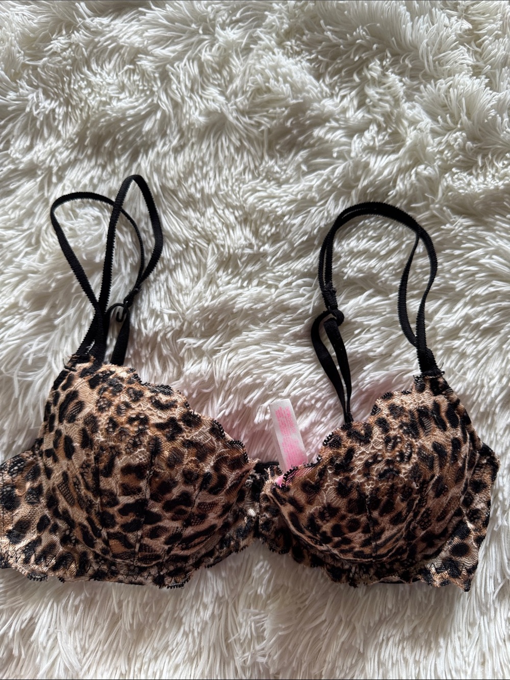 PINK VS Cheetah Lace Lightly Lined Demi Bra